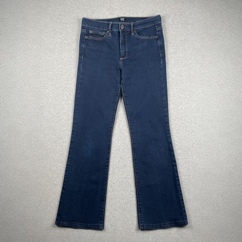 Gap Jeans Womens 28 Long Blue Mid Rise Perfect Bootcut Stretch Denim Dark Rinse
